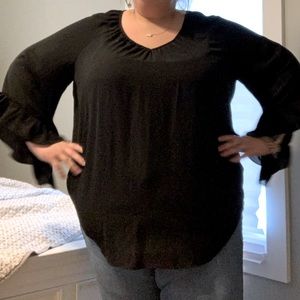 Black ruffle sleeve top